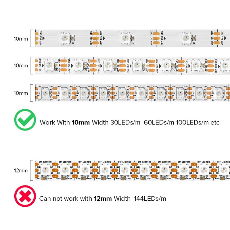 BTF-LIGHTING 3 Pin 10mm 0.39in Width Transparent Connector Kit,4xGapless Solderless 8PCS Corner Connectors,4PCS 5.9in Long 22AWG Extension Wires,Support WS2812B WS2811 SK6812 SMD LED Strips - Image 5