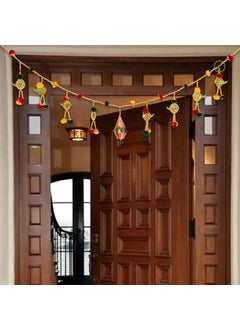 Yalambar Yalambar Gold Kalash Handmade Plastic Beads Handmade Traditional Door HangingBandarwalToran for Door Traditional Bandarwal Set for Door 37 inch 