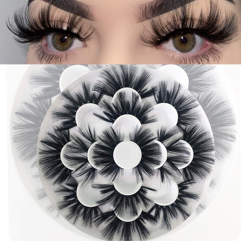 MIKIWI 25mm Faux Mink Lashes, 6D lashes, Faux Mink Eyelashes, Dramatic Lashes, 7 Pairs Fluffy Mink Lashes, 25 mm Lashes for Halloween Party - Image 3