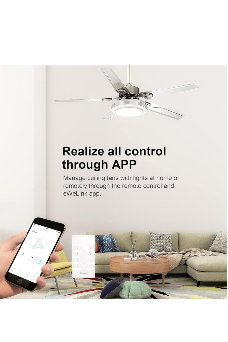 سونوف وحدة تحكم SONOFF iFan04-L لمروحة السقف والضوء عبر WiFi تتيح التحكم في مروحة السقف والإضاءة عن طريق تطبيق الهاتف (APP) أو جهاز تحكم عن بُعد (Remote Control). - Image 2
