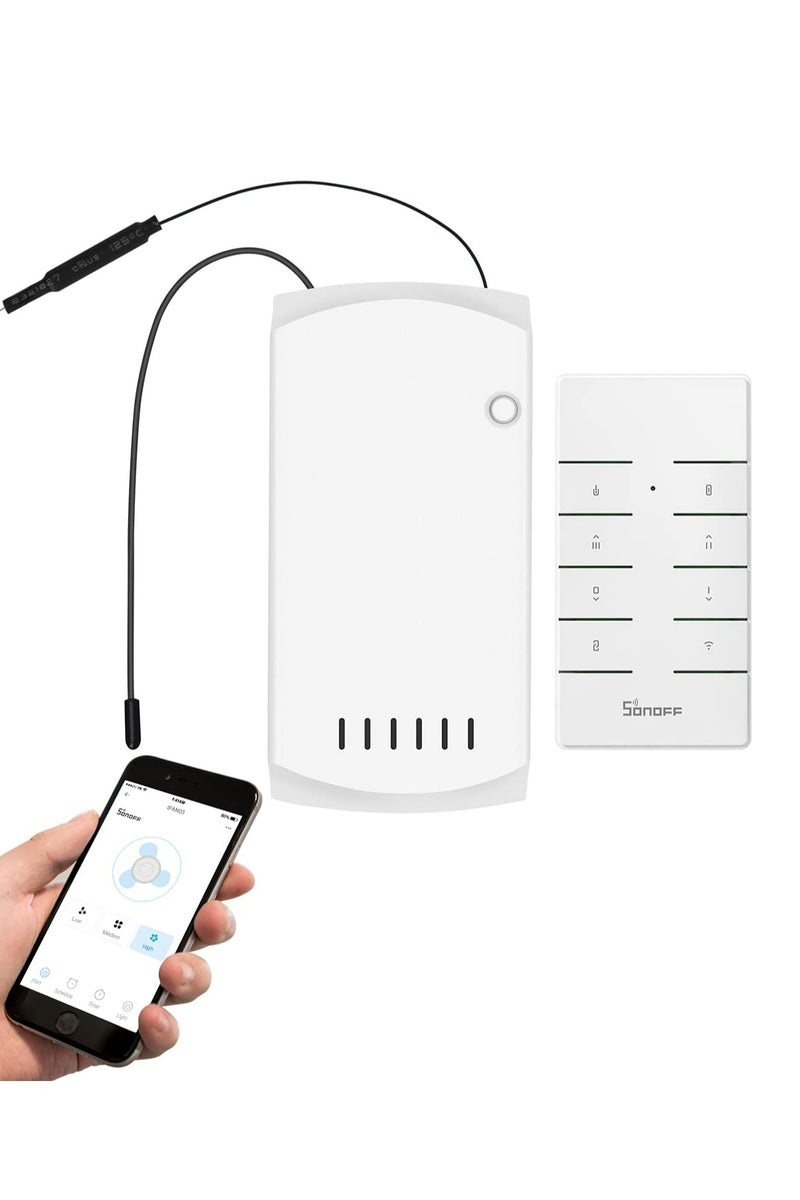 سونوف وحدة تحكم SONOFF iFan04-L لمروحة السقف والضوء عبر WiFi تتيح التحكم في مروحة السقف والإضاءة عن طريق تطبيق الهاتف (APP) أو جهاز تحكم عن بُعد (Remote Control). - Image 1