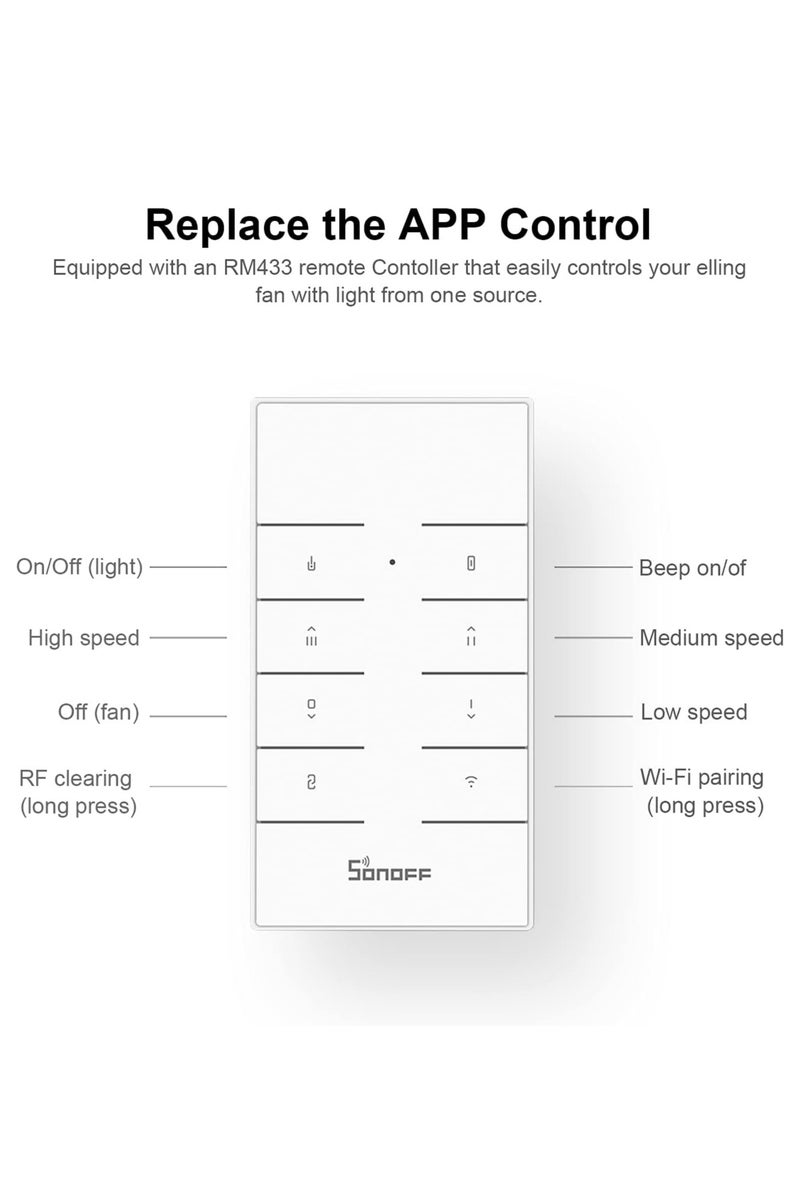 سونوف وحدة تحكم SONOFF iFan04-L لمروحة السقف والضوء عبر WiFi تتيح التحكم في مروحة السقف والإضاءة عن طريق تطبيق الهاتف (APP) أو جهاز تحكم عن بُعد (Remote Control). - Image 3