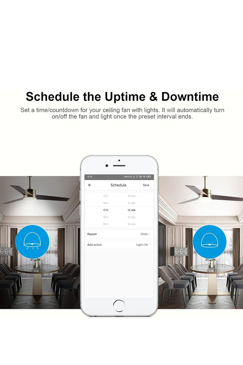 سونوف وحدة تحكم SONOFF iFan04-L لمروحة السقف والضوء عبر WiFi تتيح التحكم في مروحة السقف والإضاءة عن طريق تطبيق الهاتف (APP) أو جهاز تحكم عن بُعد (Remote Control). - Image 5