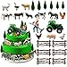 TOSPARTY 26 PCS Mini Farm Animal Tractor Cake Topper Set with Tree Farmer Fences Cow Pig Sheep Figures Tractor farmer Cake Topper for Boy Girl Birthday Party Decorations - Image 4