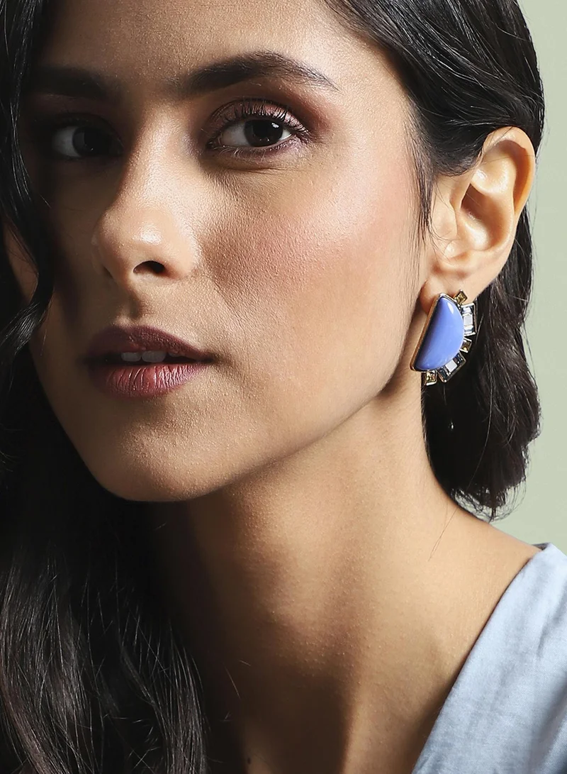 SOHI Half Stone Artificial Stud Earring Jewellery