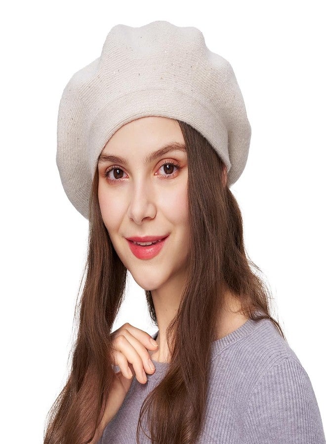 SOMALER Beret Hats for Women Wool Knit French Beret Solid Color Sparkles Winter Autumn Hats - Image 1