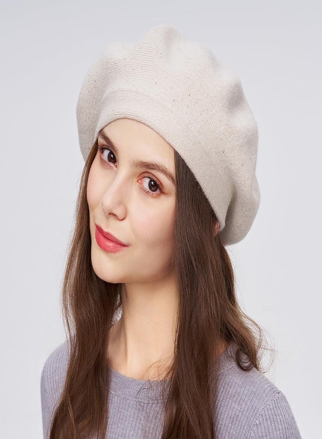SOMALER Beret Hats for Women Wool Knit French Beret Solid Color Sparkles Winter Autumn Hats - Image 2