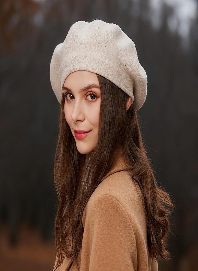 SOMALER Beret Hats for Women Wool Knit French Beret Solid Color Sparkles Winter Autumn Hats - Image 4