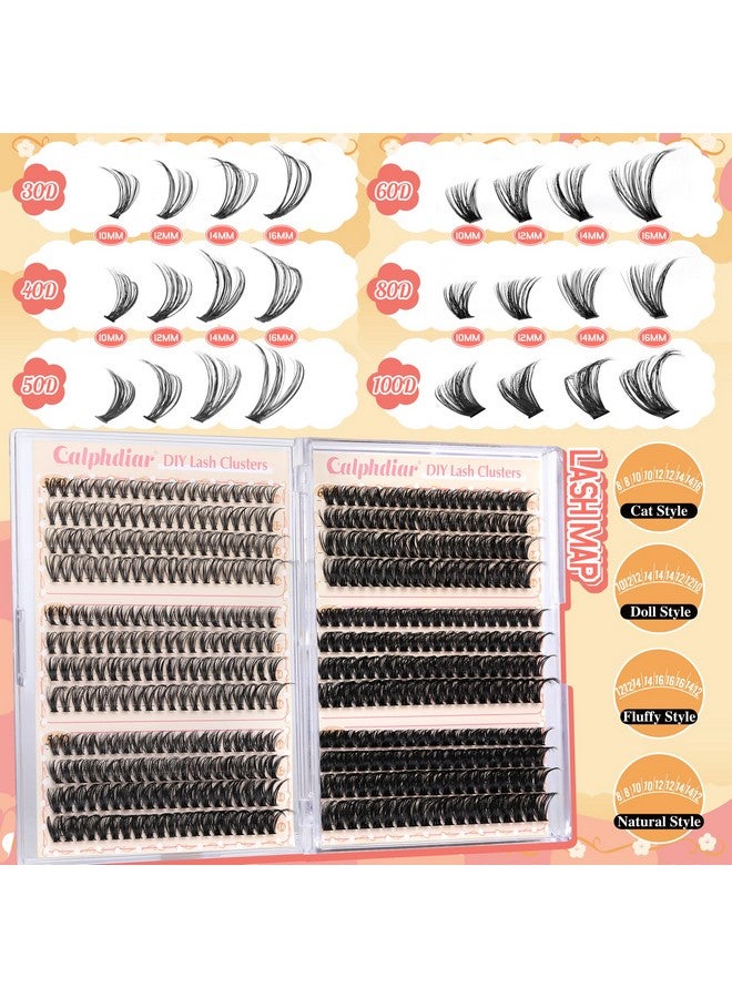 calphdiar Calphidar Eyelash Clusters 30D+40D+50D+60D+80D+100D Lash Clusters Wispy Individual Lashes 476PCS D Curl Lash Extension 8-16MM Natural Lashes Clusters DIY Cluster Eyelash Extensions for Beginners - Image 4