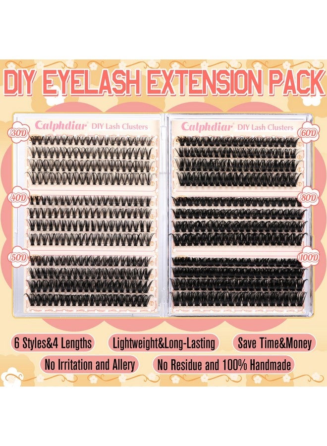 calphdiar Calphidar Eyelash Clusters 30D+40D+50D+60D+80D+100D Lash Clusters Wispy Individual Lashes 476PCS D Curl Lash Extension 8-16MM Natural Lashes Clusters DIY Cluster Eyelash Extensions for Beginners - Image 2