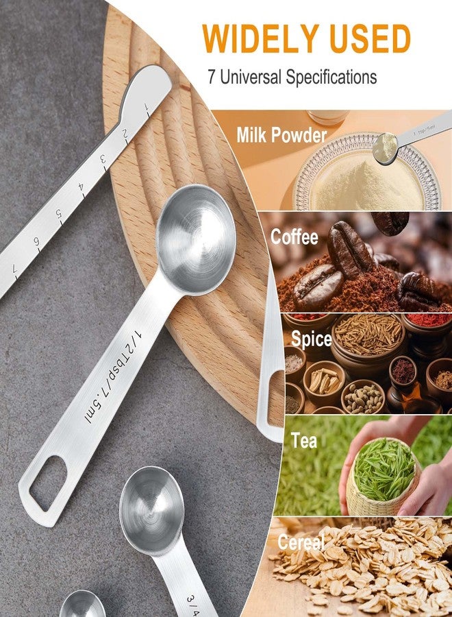 Obsoorth Stainless Steel Measuring Spoons Set of 8 Markings Metal Teaspoon & Tablespoon Measuring Spoons Safe Heavy Duty Engraved Kitchen Gadgets for Baking, Cooking for Dry & Liquid Ingredients - Image 4