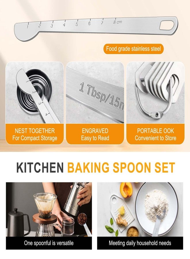 Obsoorth Stainless Steel Measuring Spoons Set of 8 Markings Metal Teaspoon & Tablespoon Measuring Spoons Safe Heavy Duty Engraved Kitchen Gadgets for Baking, Cooking for Dry & Liquid Ingredients - Image 3
