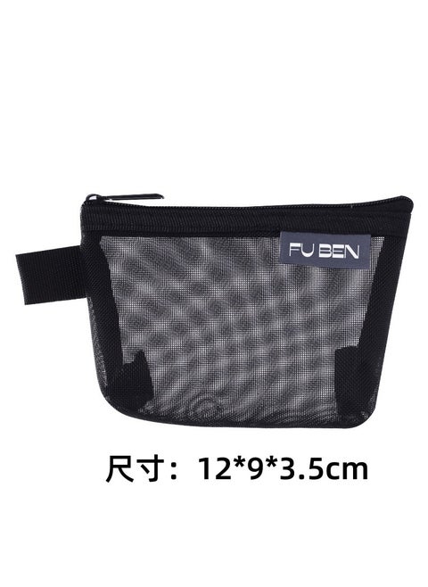 Mini mesh storage bag simple three-dimensional triangle mesh coin purse card nylon storage bag custom logo Black