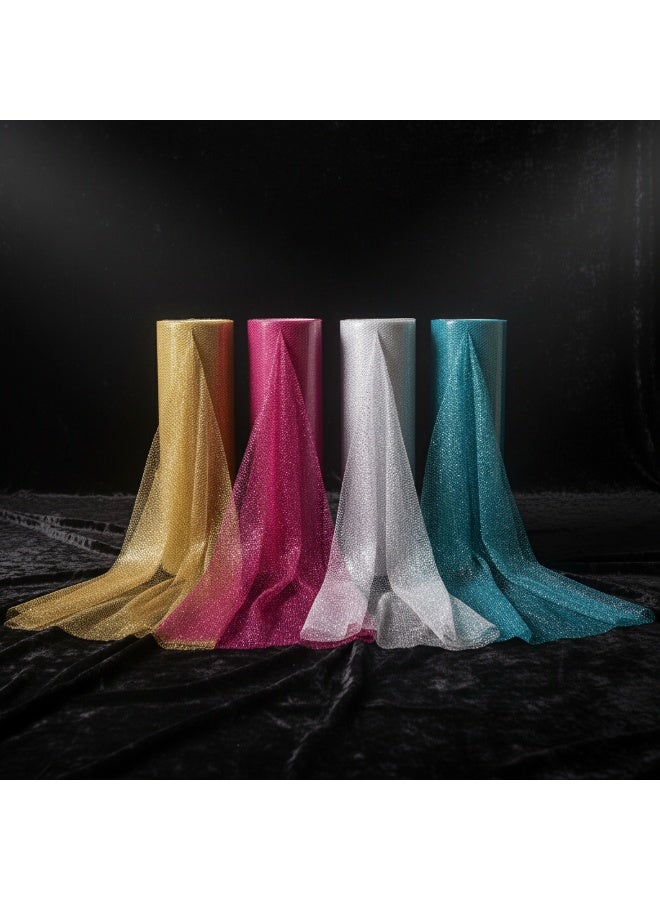 Glitter Mesh Tulle Ribbon Set for Decoration – 3 Rolls of Glitter Fabric for Gift Wrapping, Party & Wedding Decorations – 274 x 15.2 cm - Image 3