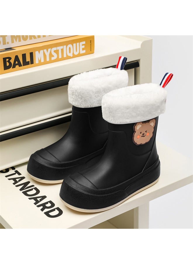 Fashionable Women's Rain Boots, Non-slip Mid-calf Kitchen Shoes, Outdoor Rainproof Water Shoes, Waterproof Parent-child Style Rubber Shoes For Women