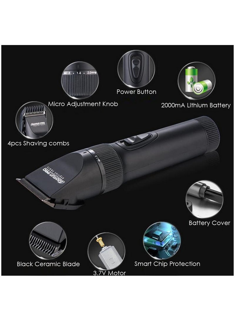 أدوات تصفيف الشعر الاحترافية فائقة الهدوء والقابلة لإعادة الشحن ، مجموعات قص الشعر ، آلة قص الشعر ، بطارية ليثيوم 2000 مللي أمبير - Image 2