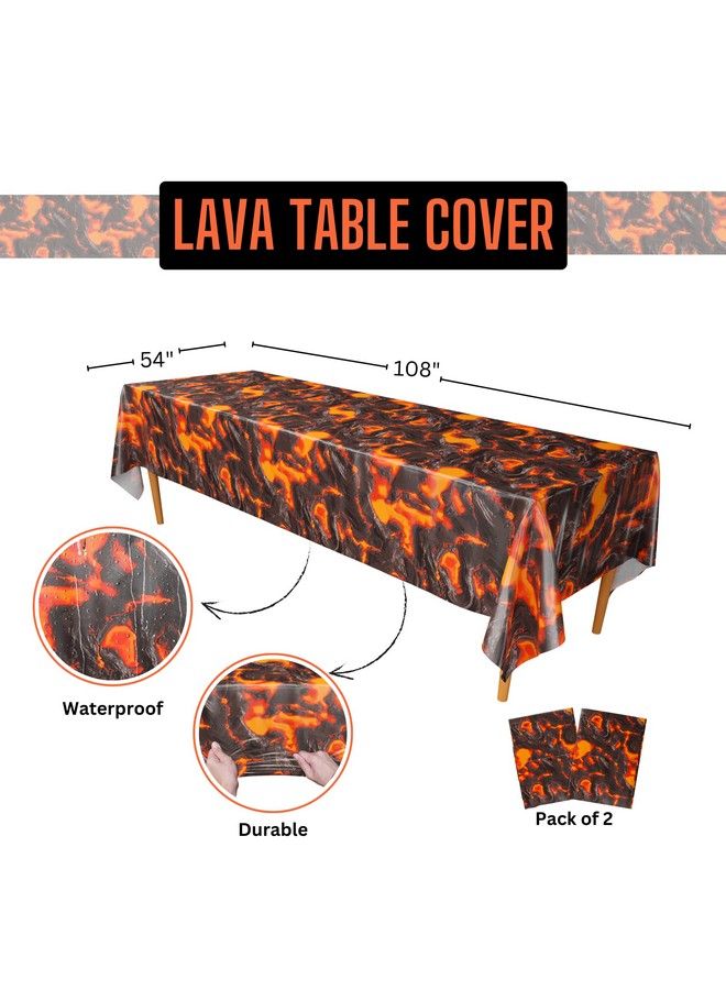 Blue Orchards Lava Table Covers (Pack Of 2) 54"X108" Xl Luau Party Supplies Volcano Birthday Lava Floor Game Lava Theme Party Lava Table Cloth Hot Lava Game Dinosaur Party Lava Backdrop - Image 3