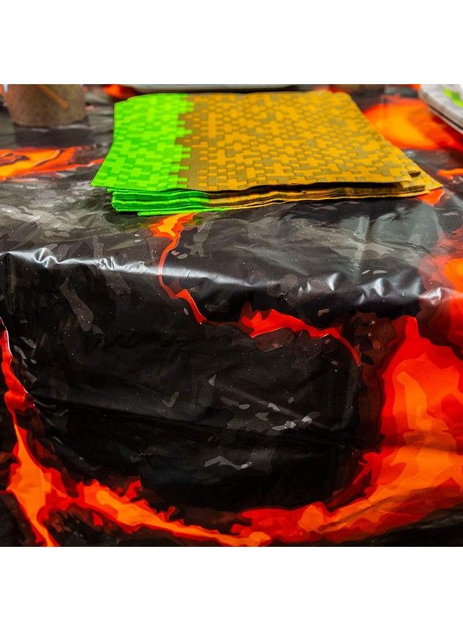 Blue Orchards Lava Table Covers (Pack Of 2) 54"X108" Xl Luau Party Supplies Volcano Birthday Lava Floor Game Lava Theme Party Lava Table Cloth Hot Lava Game Dinosaur Party Lava Backdrop - Image 5