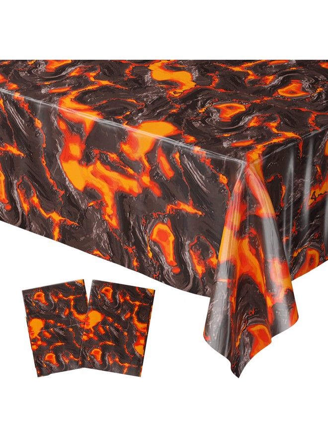 Blue Orchards Lava Table Covers (Pack Of 2) 54"X108" Xl Luau Party Supplies Volcano Birthday Lava Floor Game Lava Theme Party Lava Table Cloth Hot Lava Game Dinosaur Party Lava Backdrop - Image 2