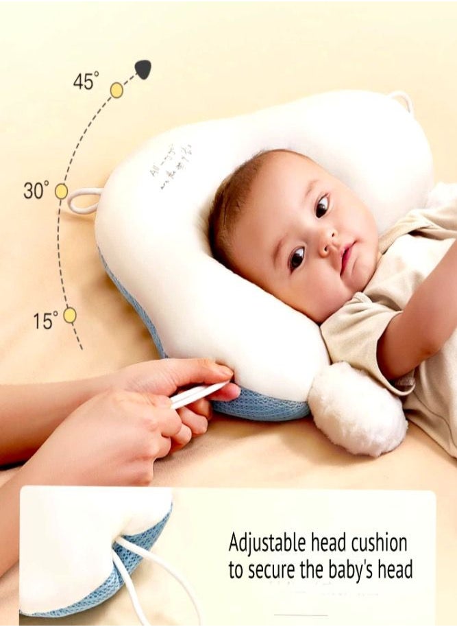 Generic Babys Head Shaping Pillow Flat Head Pillow with Adjustable Height Blue  - Image 5