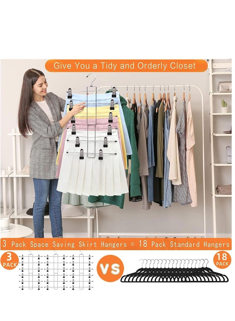 SYOSI 3 Packs 6Tier Pants Hangers with Clips, Non Slip Space Saving Hangers for Pants Jeans Scarf Trouser Tie Towel Silk Clothes  - Image 2