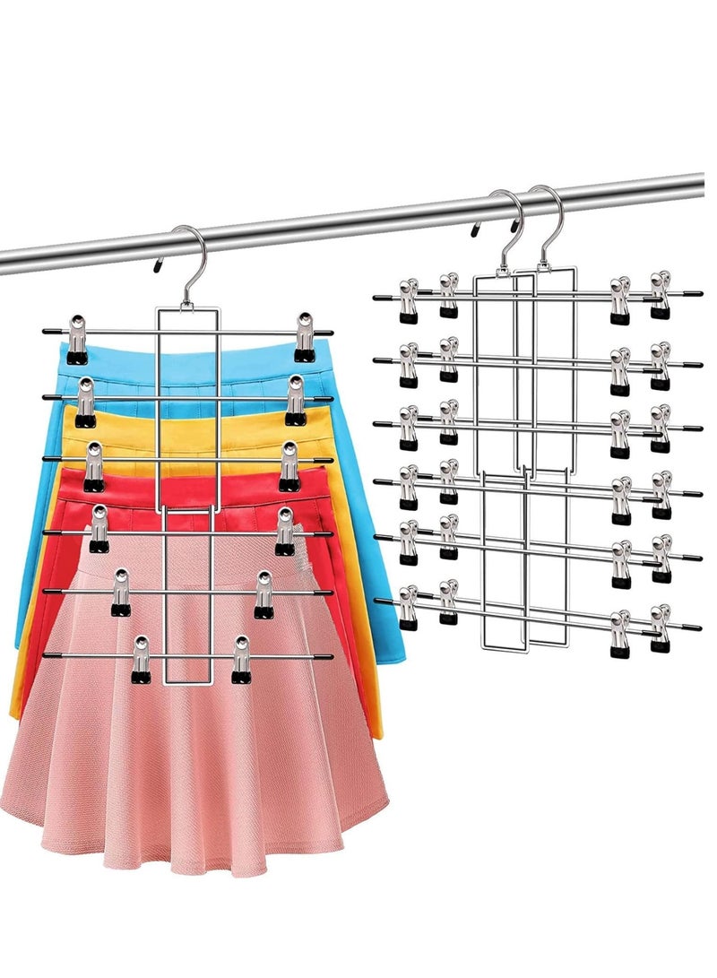 SYOSI 3 Packs 6Tier Pants Hangers with Clips, Non Slip Space Saving Hangers for Pants Jeans Scarf Trouser Tie Towel Silk Clothes  - Image 1
