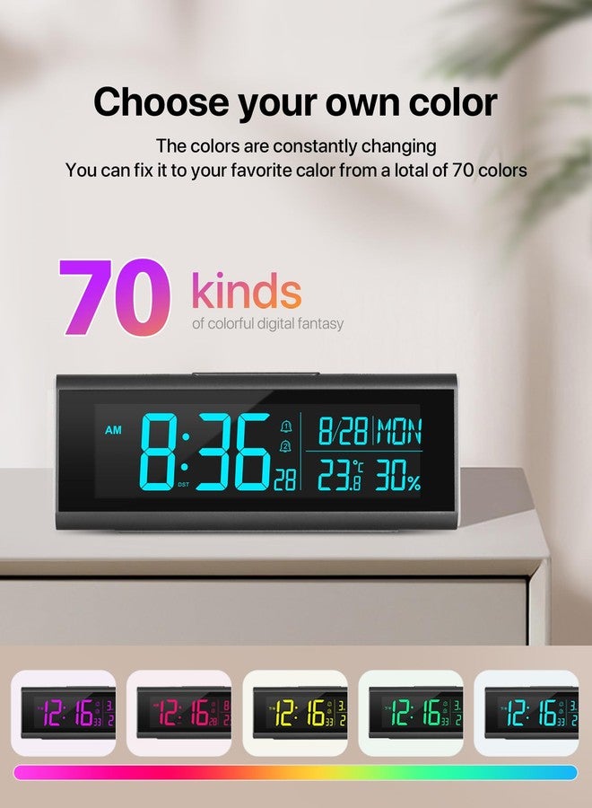 MASHI Alarm Clocks for Bedrooms, 8.54" LED Digital Clock with 9 Color Changing Night Light, Adjustable Brightness, DST,Heavy Sleepers,Temperature for Living Room, Ideal Gift for Kids,Teens,Seniors - Image 4