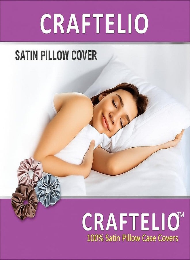 craftelio Brown Satin Hair Bonnet for Women & Girls – Silk Sleep Cap for Curly Hair with 3 Free Scrunchies | Night Hair Protection Cap | Soft Elastic Sleepwear Beanie - Image 1