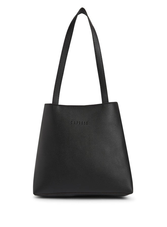 Caprese Elena Small Satchel Shoulder Bag for Women with Zipper Closure | Embossed Logo | Spacious Handbag with Main Compartment | Elegant & Durable for Daily Use (Black) - Image 1