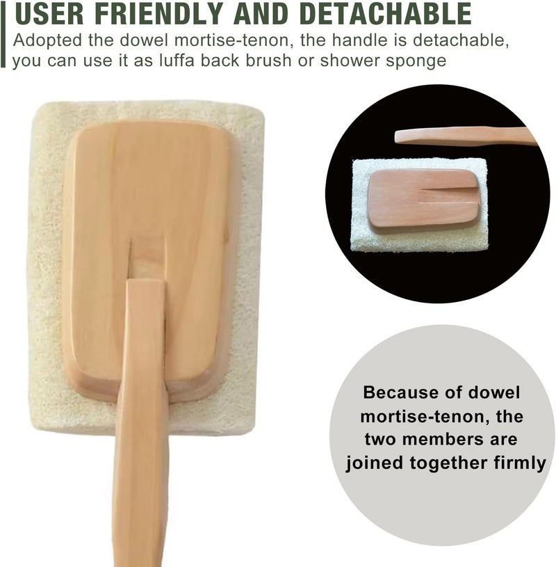 METLUCK 2 Pack Natural Exfoliating Loofah Luffa Loofa Bath Brush On a Stick, Shower Sponge Back Scrubber with Long Wooden Handle for Men & Women, Deep Clean and Invigorate Your Skin Back Brush - Image 4