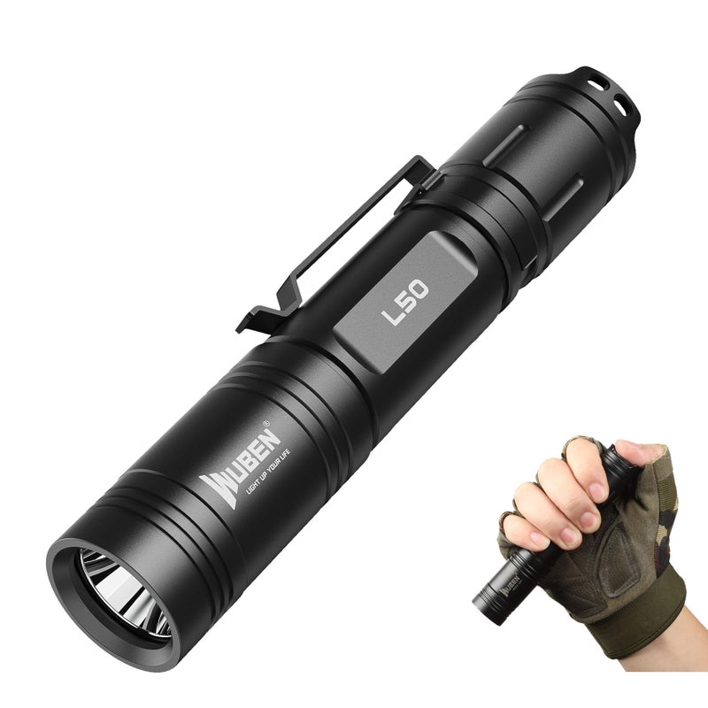 WUBEN L50 Flashlight 1200 High Lumens Tactical Flashlight Pocket Rechargeable Flashlight IP68 with 5 Mode Flash Light, LED Tail Switch Flash Light for Emergencie Camping Home Inspection Repair - Image 1