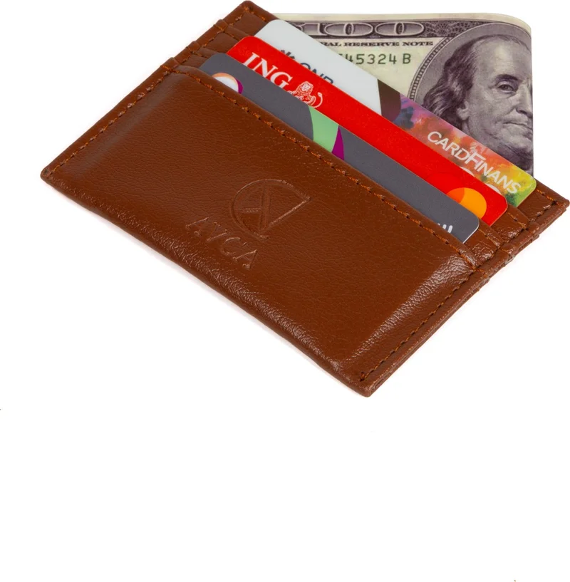 افكا Original Boxed Unisex Super Slim Vegan Leather Slim Model Credit Card Business Card Holder Artificial Leather Card Holder