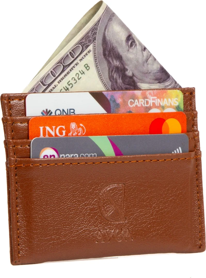 افكا Original Boxed Unisex Super Slim Vegan Leather Slim Model Credit Card Business Card Holder Artificial Leather Card Holder