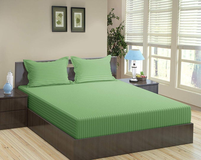 210 TC DOUBLE BEDSHEET WITH 2 PILLOW COVERS KING SIZE MOSS GREEN