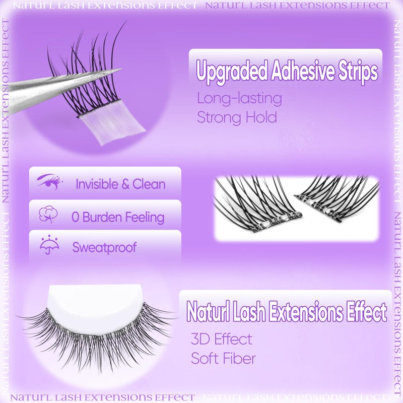 zenotti Natural Self Adhesive Clusters Lashes No Glue Self Adhesive Wispy Cluster Eyelashes Extensions Pre-glued Lashes Cluster Reusable C-Curly Individual Lashes 9-12mm Press on Lash by zenotti - Image 5