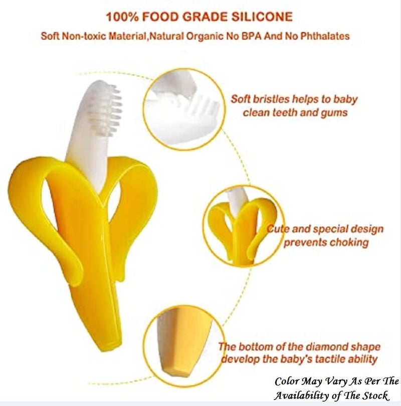 Wavva ® U-Shaped,Banana Shape and Finger Toothbrush for Kids, 2-6 Years Kids Baby Infant Toothbrush, Food Grade Ultra Soft Silicone Brush Head, Whole Mouth Cleaning Tool (Banana Shape Brush) - Image 2