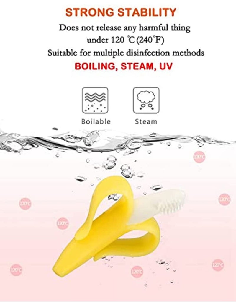 Wavva ® U-Shaped,Banana Shape and Finger Toothbrush for Kids, 2-6 Years Kids Baby Infant Toothbrush, Food Grade Ultra Soft Silicone Brush Head, Whole Mouth Cleaning Tool (Banana Shape Brush) - Image 4
