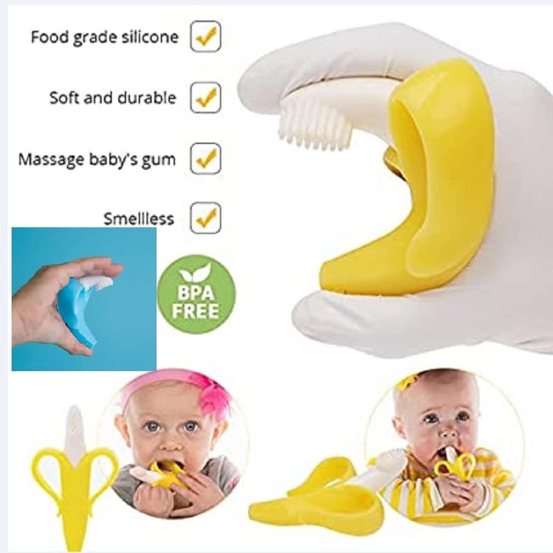 Wavva ® U-Shaped,Banana Shape and Finger Toothbrush for Kids, 2-6 Years Kids Baby Infant Toothbrush, Food Grade Ultra Soft Silicone Brush Head, Whole Mouth Cleaning Tool (Banana Shape Brush) - Image 3