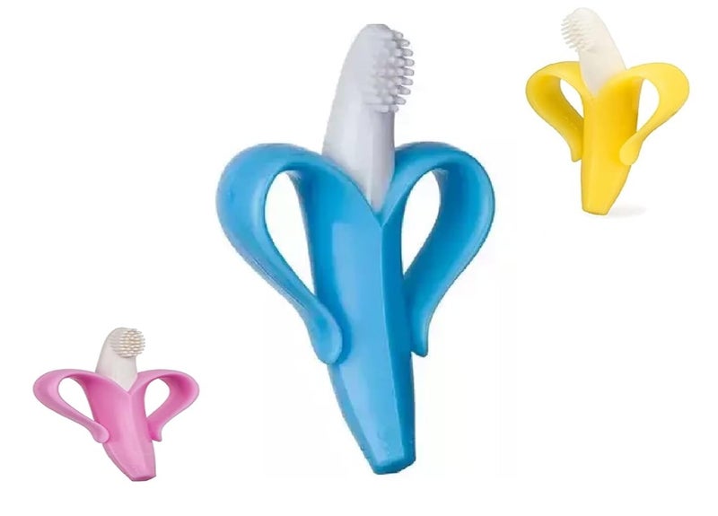 Wavva ® U-Shaped,Banana Shape and Finger Toothbrush for Kids, 2-6 Years Kids Baby Infant Toothbrush, Food Grade Ultra Soft Silicone Brush Head, Whole Mouth Cleaning Tool (Banana Shape Brush) - Image 1