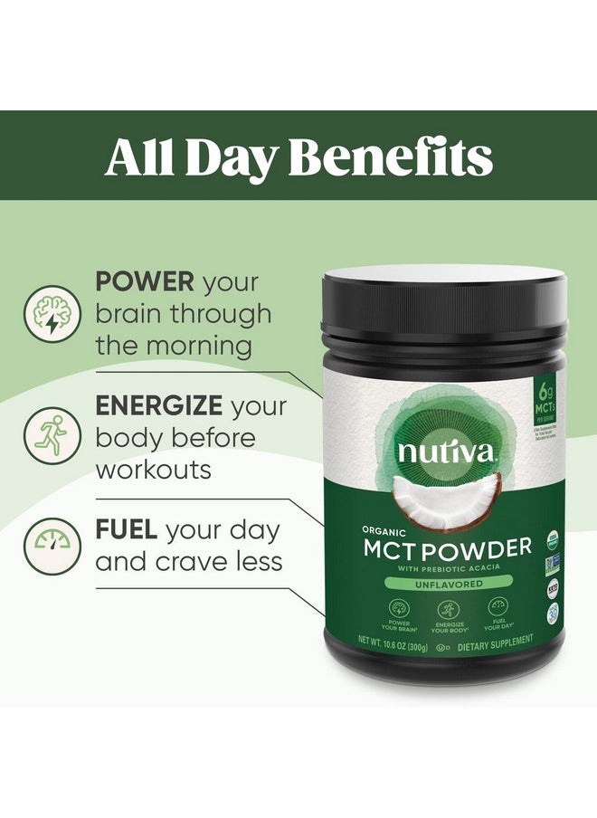 Nutiva Organic Mct Powder With Prebiotic Acacia Fiber Classic 10.6 Oz Usda Organic Nongmo Nonbpa Vegan Glutenfree Keto & Paleo Instant Beverage Or Boost To Coffee & Smoothies  - Image 3