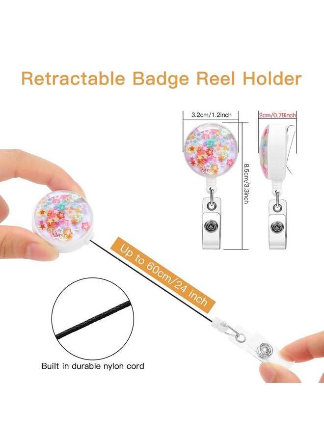 Soleebee 24'' Retractable Badge Holder, Colorful Sequins Badge Reels With Belt Clip Id Name Badge Clip For Nurse Doctor Teacher Student (Star) - Image 2