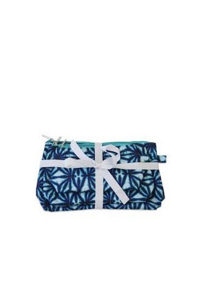 All For Color - Stylish Makeup Set Of 3 Indigo Batik Cosmetic Pouch 3 Piece Set Of Small Medium And Large Featured With Makeup Storage Pouch Bag For Women Girls Gift & Cosmetic Organizer Bag And For Traveling - Image 1
