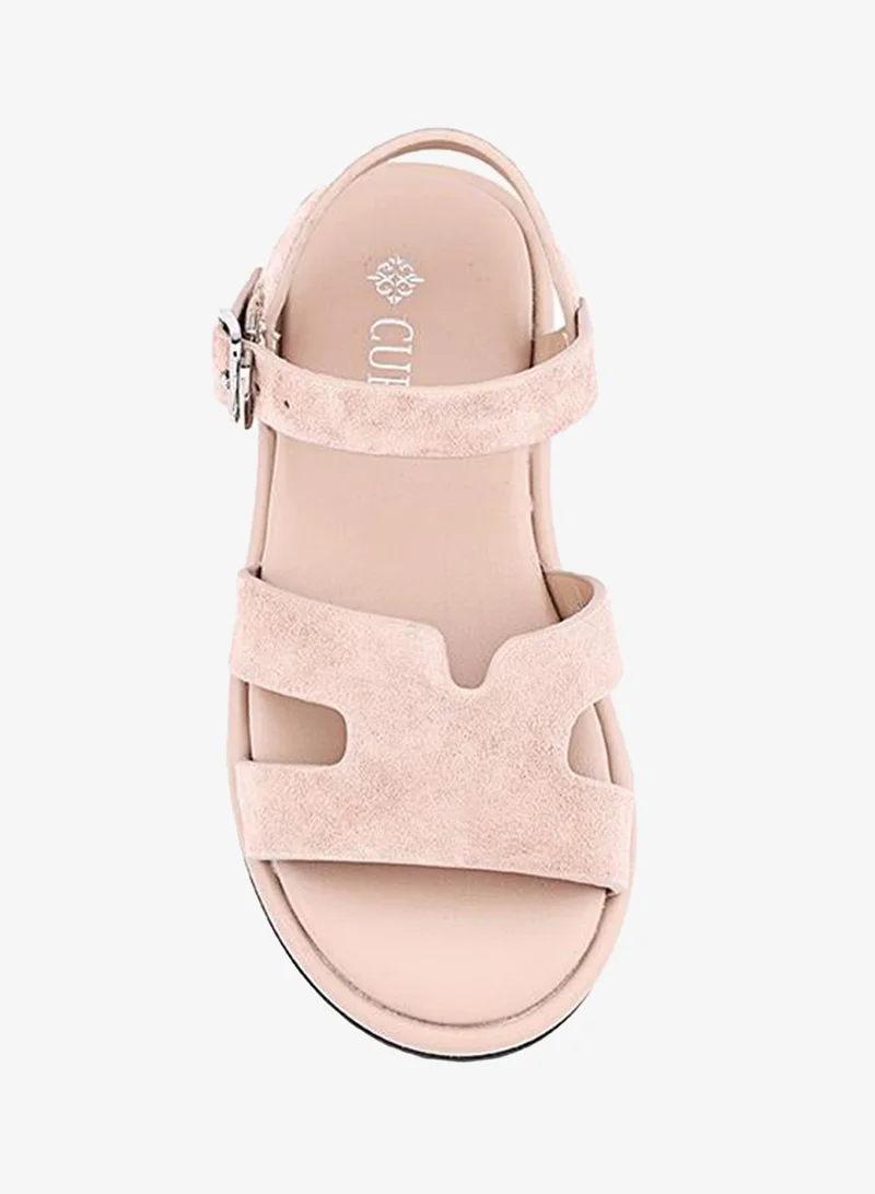 Cuple Dark Beige Girls Flat Ankle Strap Sandals for Women | Best Price UAE