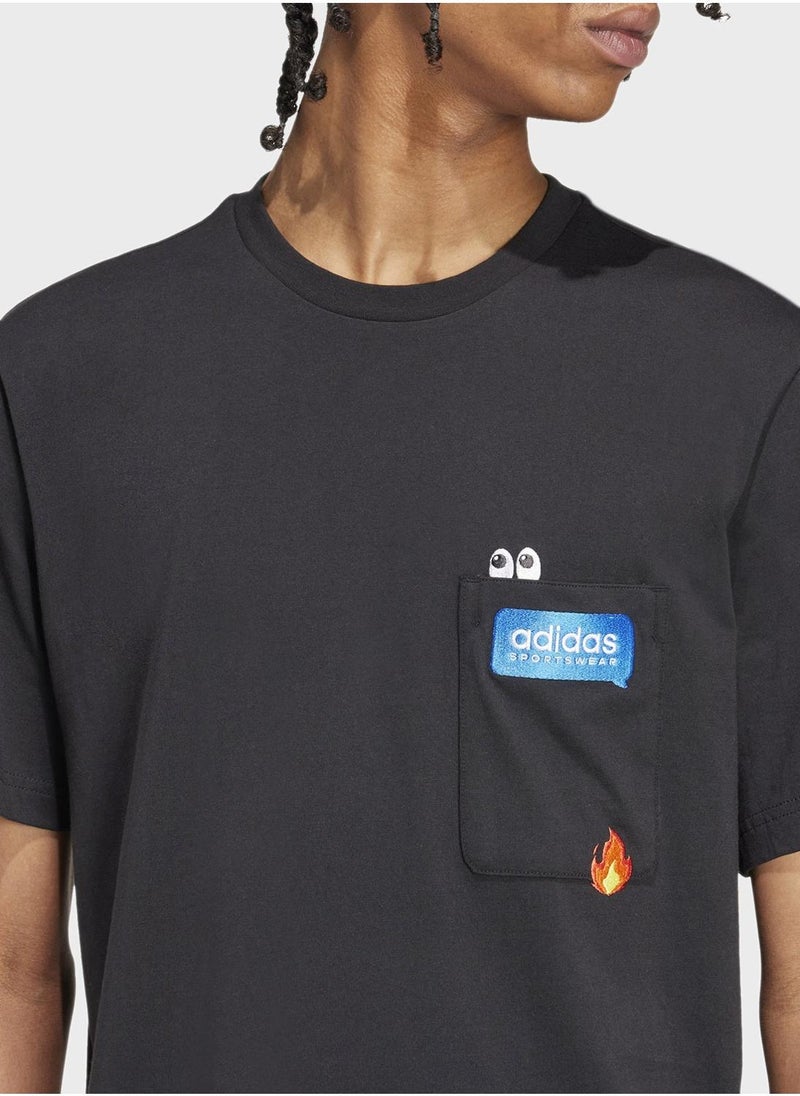 adidas M Remoji Pkt T Black Training T-Shirts XS - Image 3