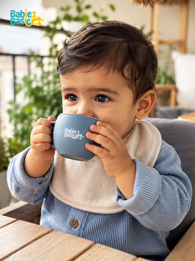 Babies Basic Babies Basic Stainless Steel Cup with Silicone Sleeve for Kids, Indigo