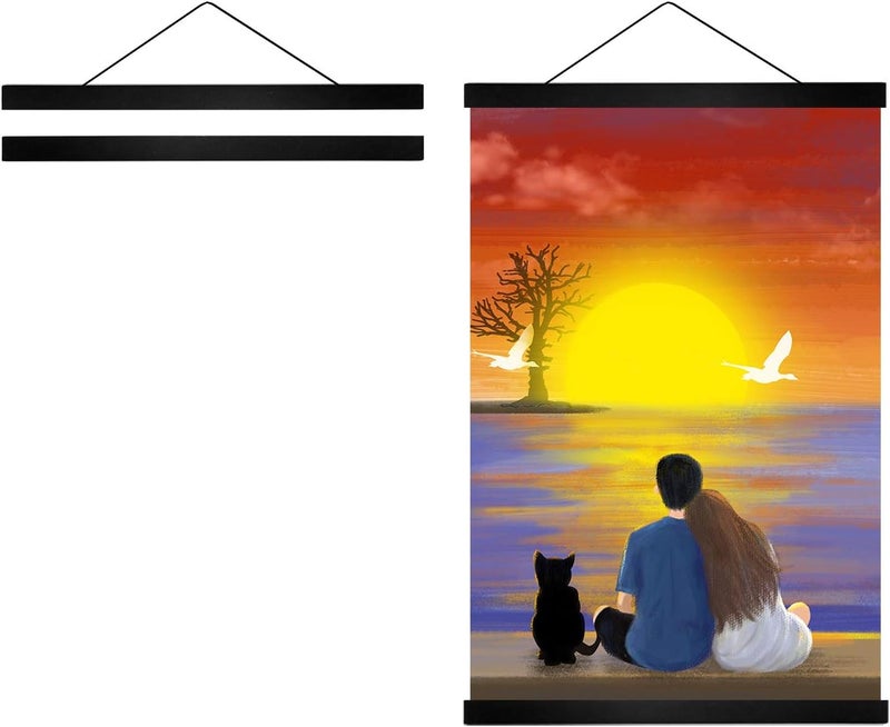 Radezon 12 inch Wide Magnetic Poster Hanger Frame, 12x18 12x16 12x24 Wood Frame for Posters, Prints, Photos, Pictures, Maps, Scrolls, and Artwork - Wall Hanging Wooden Frame - Image 1