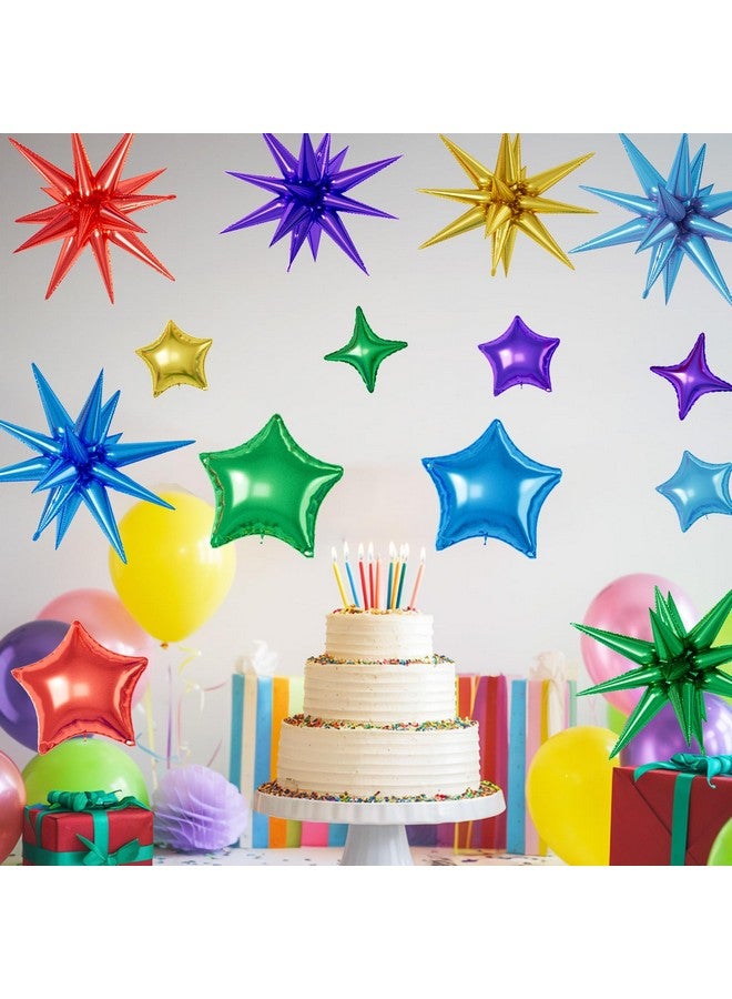 Sowide Rainbow Star Balloons, 16 Pcs 22/18/10 Inch Star Foil Mylar Balloons, Explosion Cone Star-Shape Red Blue Gold Purple Green Balloon for Kids Boy Girl Birthday Wedding Baby Shower Party Decorations - Image 5
