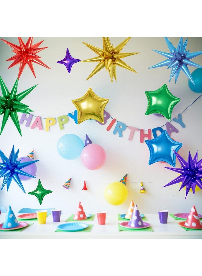 Sowide Rainbow Star Balloons, 16 Pcs 22/18/10 Inch Star Foil Mylar Balloons, Explosion Cone Star-Shape Red Blue Gold Purple Green Balloon for Kids Boy Girl Birthday Wedding Baby Shower Party Decorations - Image 4
