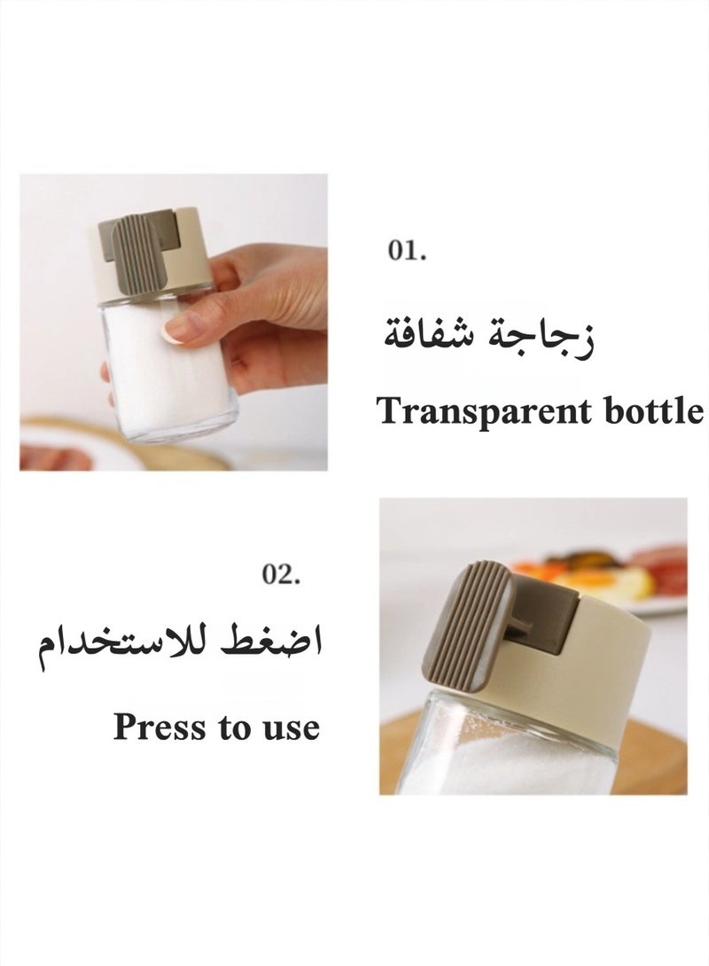 3Pcs 100ml Glass Spice Jars Set, Seasoning Bottle With Lids for Storing Spice Herbs and Seasoning Powders, Quantitative Glass Seasoning Bottles Per Press 0.5g, Spice Containers with Shaker Lids - Image 5