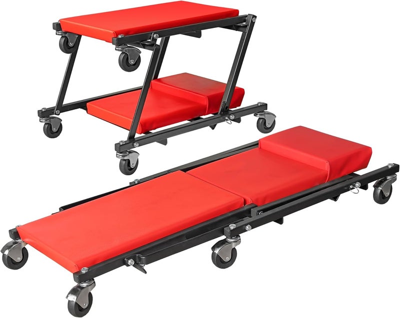 TORIN 36" Rolling Foldable Car Creeper Automotive Creeper, 2-in-1 Garage Shop Creeper for Auto Repair, 300 Lbs Capacity, Red,TAM6505RB - Image 1
